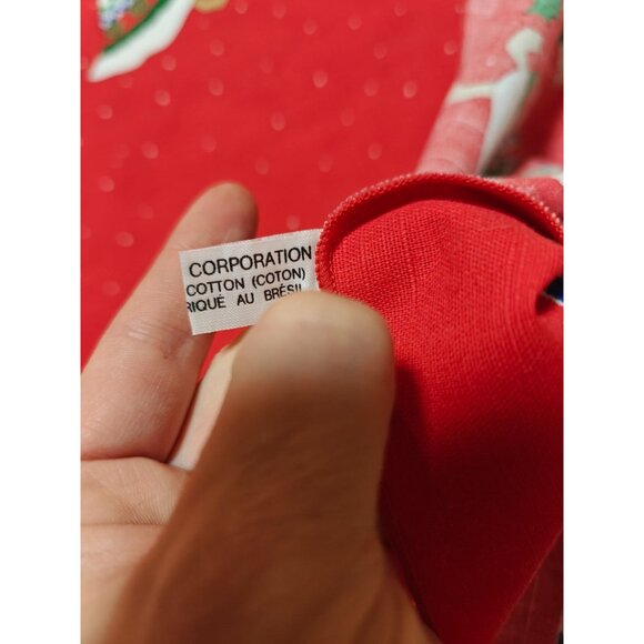 Vintage Sunweave Tablecloth Red Christmas Holiday Geese Holly Rectangular 102x60 - Picture 3 of 10